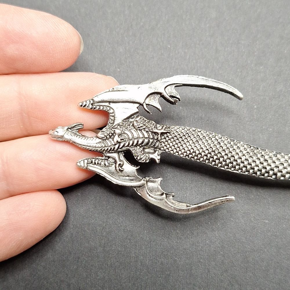 Silver Dragon Sword Viking Hair Stick Bun Holder